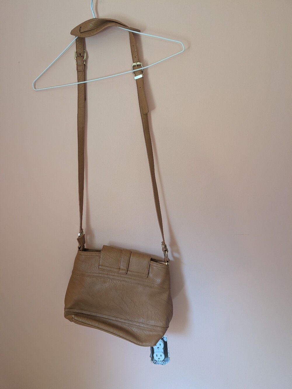 Classic Tan Crossbody Bag with Buckle Detail - Picture 3 of 11